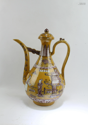 Chinese Famille Jaune Glazed Teapot