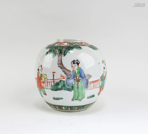 Chinese Famille Verte Porcelain Jar