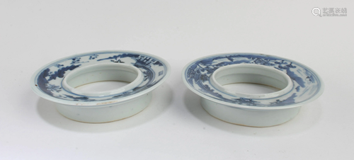 A Pair of Blue & White Porcelain Ornaments