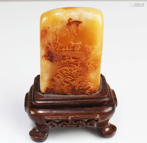 A Carved Natural Color Jade Ornament