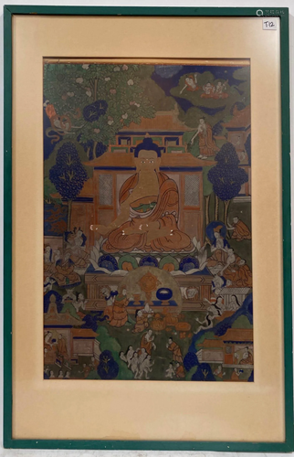 Antique End 19th/Early 20th C Framed Thangka