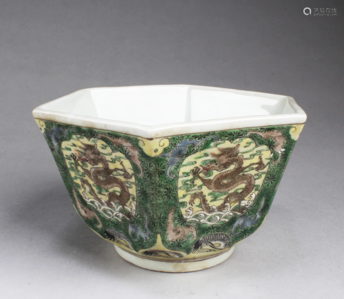 Chinese Hexagonal Shaped Porcelain Cup