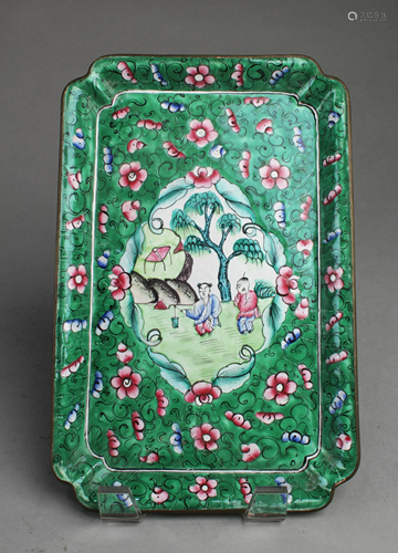 A Rectangular Shaped Enamel Tray