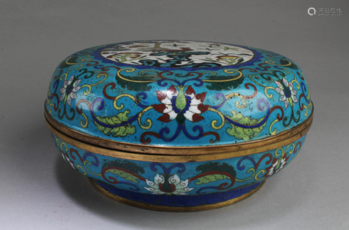 Antique Cloisonne Round Container