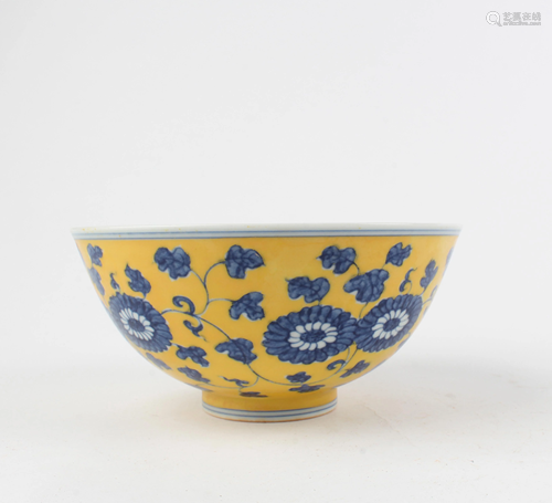 Chinese Famille Jaune Porcelain Bowl