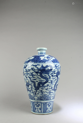 Chinese Blue & White Porcelain Meiping Vase