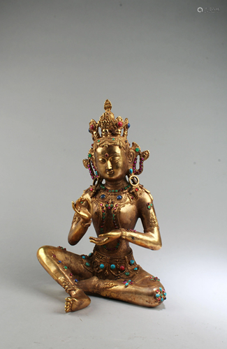 A Gilt Bronze Bodhisattva Statue