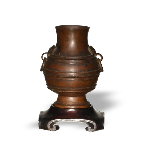 Chinese Bronze Vase with Stand, 18th Century