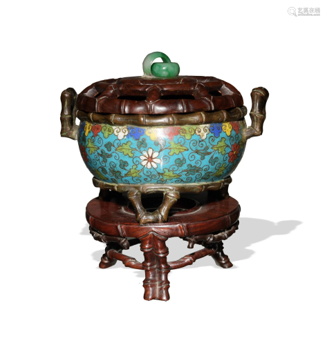 Chinese Cloisonne Censer with Bamboo, 17th Century