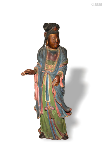 Chinese Wood Carving of Guanyin, 19th Century