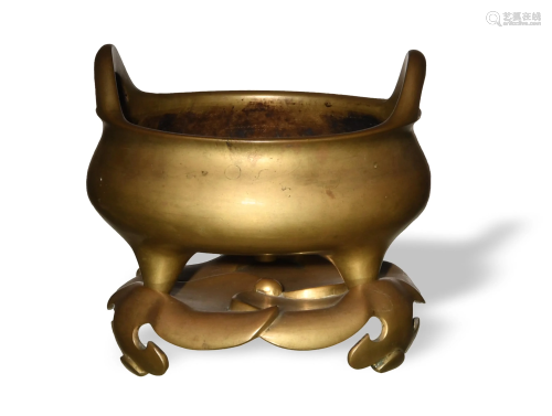 Chinese Bronze Censer with Stand, 19th Century