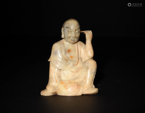 Chinese Soapstone Carving of Luohan, 18th Century