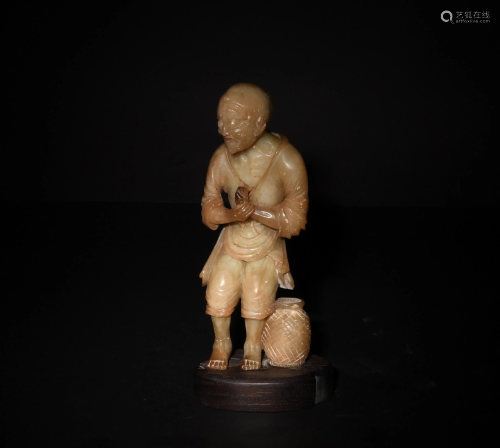 Chinese Soapstone Carving of Fisherman, 18-19th Century