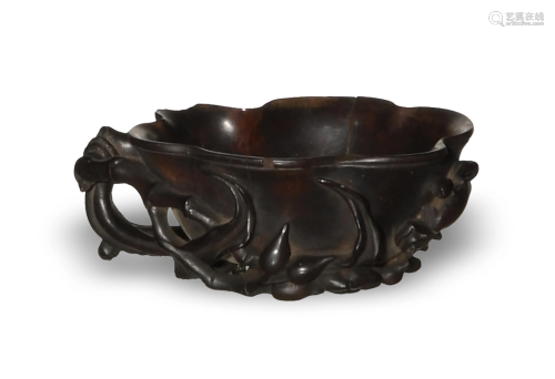 Chinese Zitan Carved Cup, 18th Century