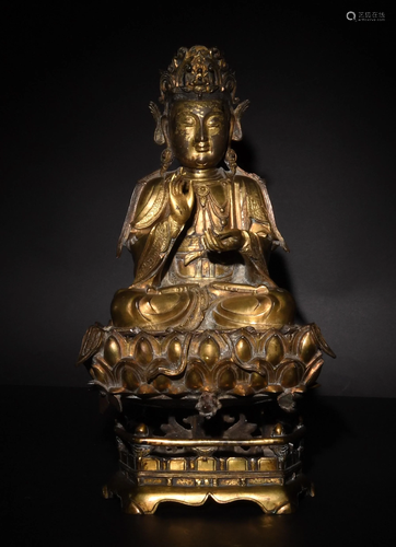 Chinese Gilt Bronze Guanyin, Ming Dynasty