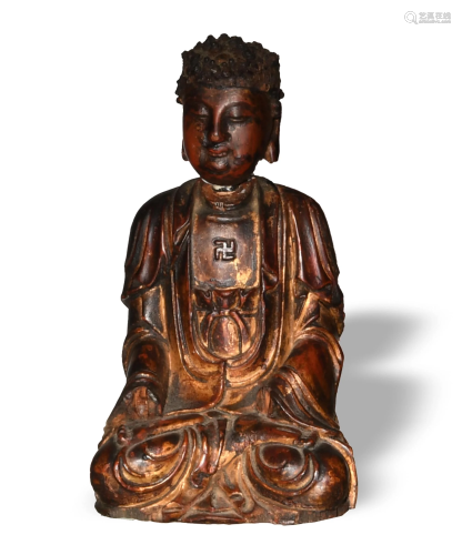 Gilt Wood Seated Buddha, Ming Dynasty