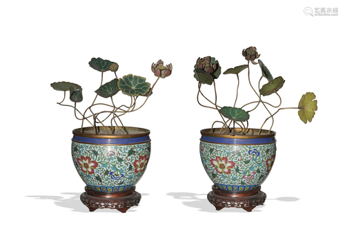 Pair of Chinese Cloisonne Planters, 18th - 19th Century