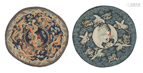 Two Chinese Textile Badges, 18th to Early 19th Century