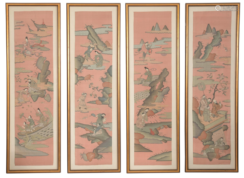 Set of 4 Chinese Kesi Panels, 19th Century