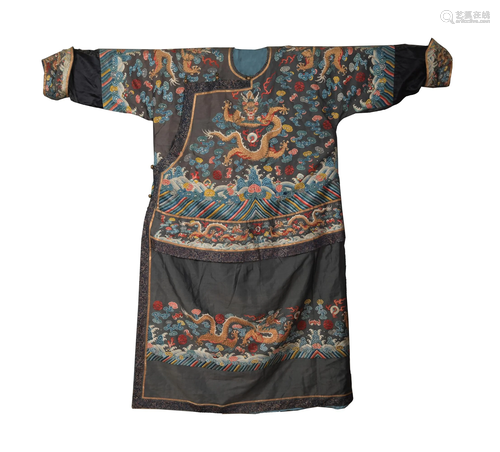 Chinese Brown Ground Dragon Robe, 18th Century