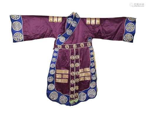 Chinese Purple Ground Daoist Robe, 19th Century