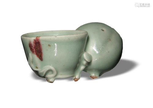 Chinese Celadon Peach Form Water Coupe, 18th Century