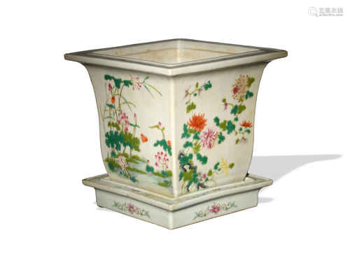 Chinese Famille Rose Square Planter, 19th Century