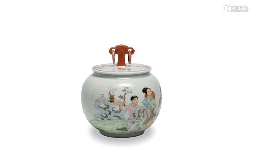 Chinese Famille Rose Lidded Jar, Republic