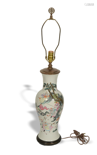 Chinese Warrior Vase made into a Lamp, Republic