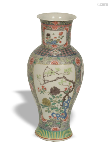 Chinese Wucai Vase with Flowers, 19th Century