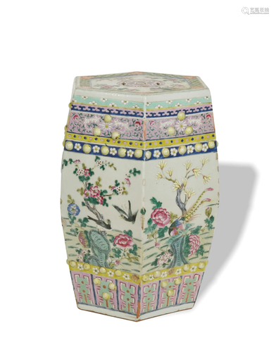 Chinese Famille Rose Garden Stool, 19th Century