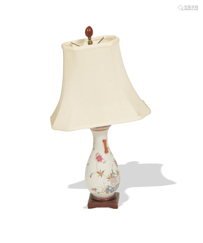 Famille Rose Vase made into a Lamp, Republic