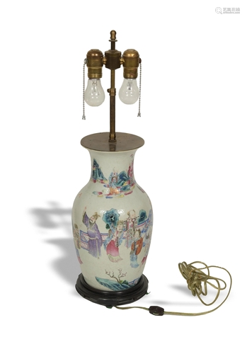 Chinese Famille Rose Vase made into Lamp, 19th Century