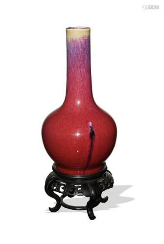 Chinese Flambe Tianqiu Vase with Stand, 18-19th Century