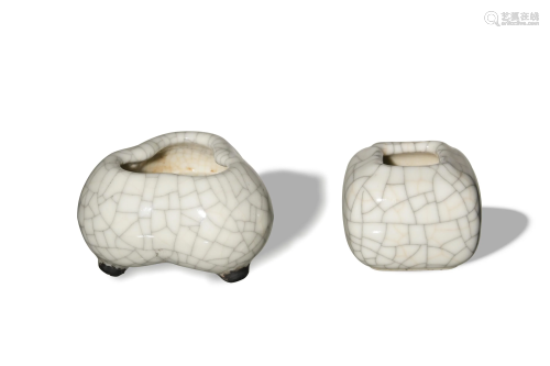 2 Chinese Ge Glazed Water Coupes, 18/19th Century