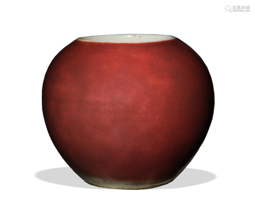 Chinese Red Glaze Water Coupe, 18-19th Century