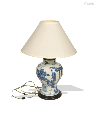 Chinese Blue and White Vase made into a Lamp, Kangxi