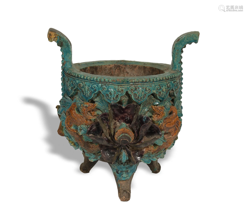 Chinese Sancai Glazed Censer, Ming