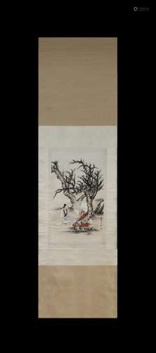 Chen Shaomei Inscription, Figure, Vertical Paper Painting