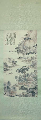 Qian Songyan Inscription, Landscape, Vertical Paper Painting