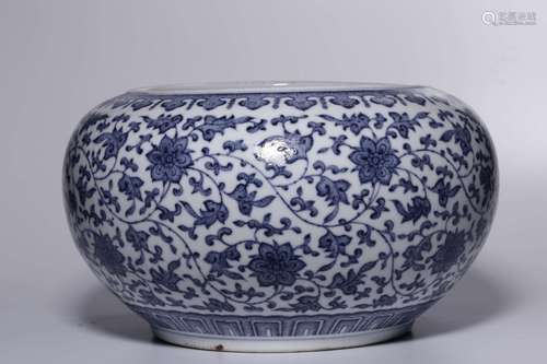 Qing Dynasty Blue and White Twine Pattern Brush Wash