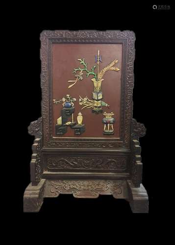 Inlaid Bloody Sandalwood Screen