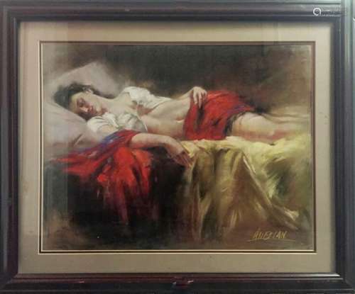 Pastel Drawing, Sleeping Woman