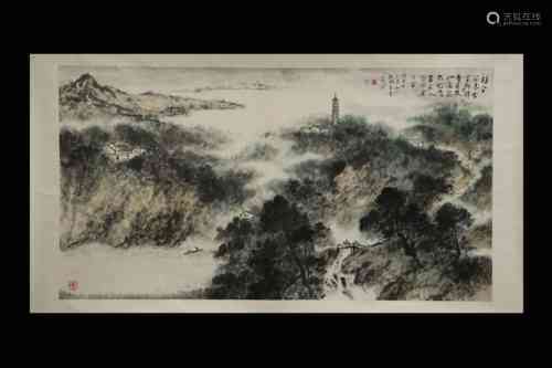 Yang Shanshen Inscription, Landscape, Flat Paper Painting