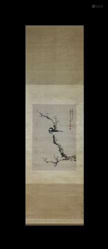 Xie Zhiliu Inscription, Flower and Bird, Vertical Paper Pain...