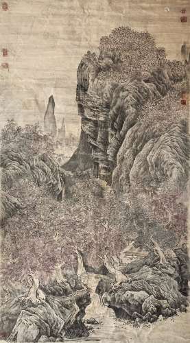 Song Dynasty Fan Kuan Inscription, Autumn Forest and Waterfa...