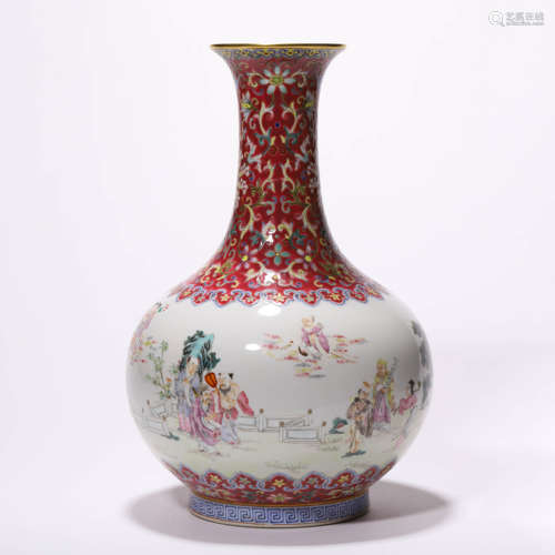 A Chinese Porcelain Famille-Rose Eight Immortals Vase Marked...