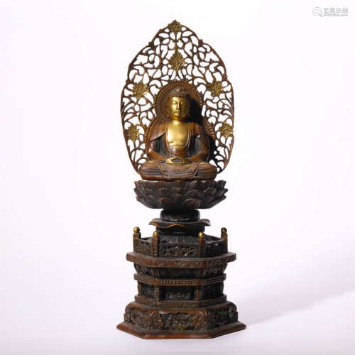 A Chinese Bronze Sakyamuni Statue