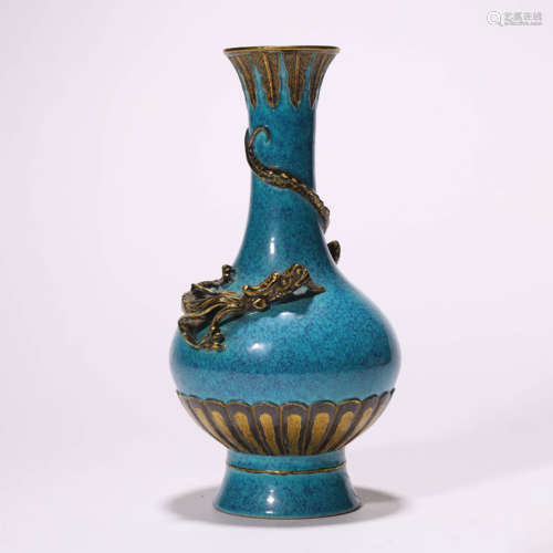 A Chinese Porcelain Lujun-Type Dragon Pattern Vase Marked Qi...