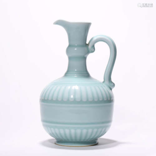 A Chinese Porcelain Celadon-Glazed Wine Vessel Marked Qian L...